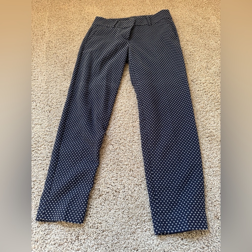 Ann Taylor navy blue dress pants with white square details
